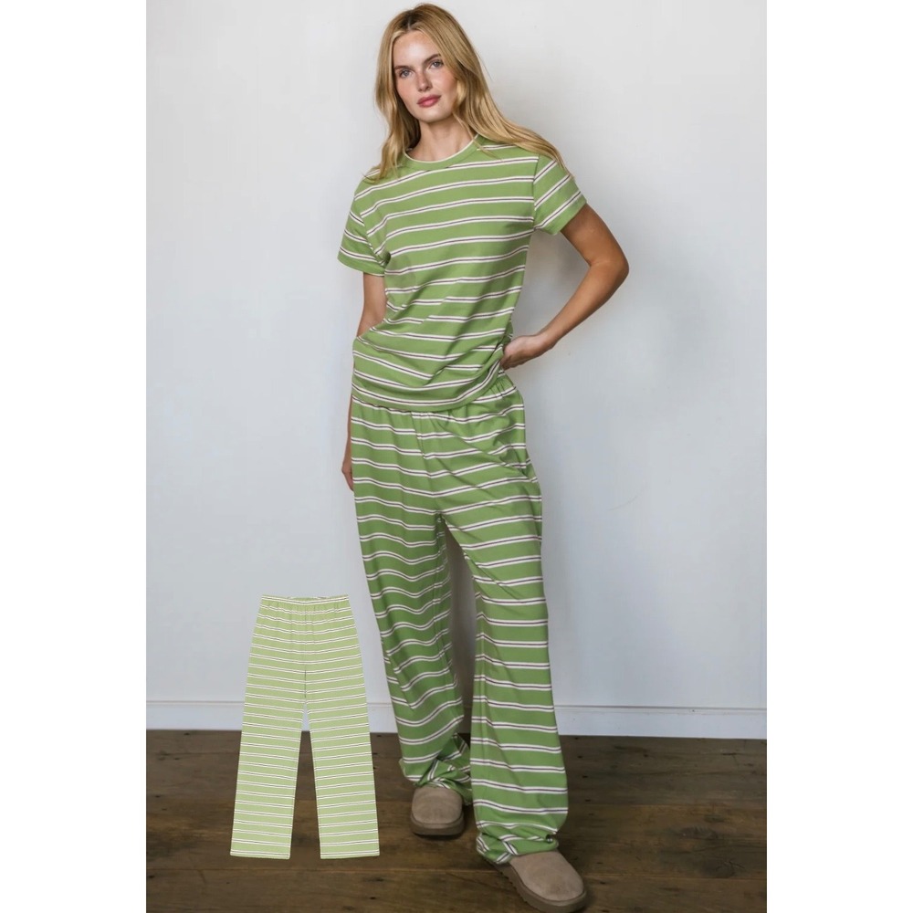 Parke Relaxed Lounge Pants Matcha Stripe Size XS Oversized NIB